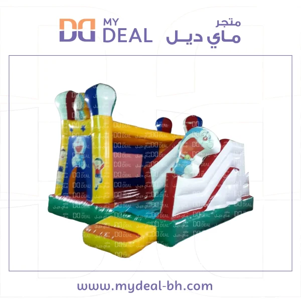 ⁦نطيطة دورايمون هوائية مع زحليقة جانبية وسلم وبوابة دخول الطول 5.7 متر عرض 4 متر⁩ - الصورة ⁦3⁩