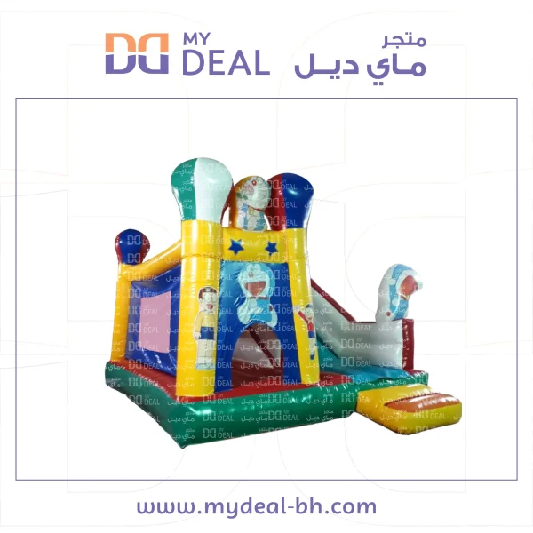 ⁦نطيطة دورايمون هوائية مع زحليقة جانبية وسلم وبوابة دخول الطول 5.7 متر عرض 4 متر⁩ - الصورة ⁦5⁩