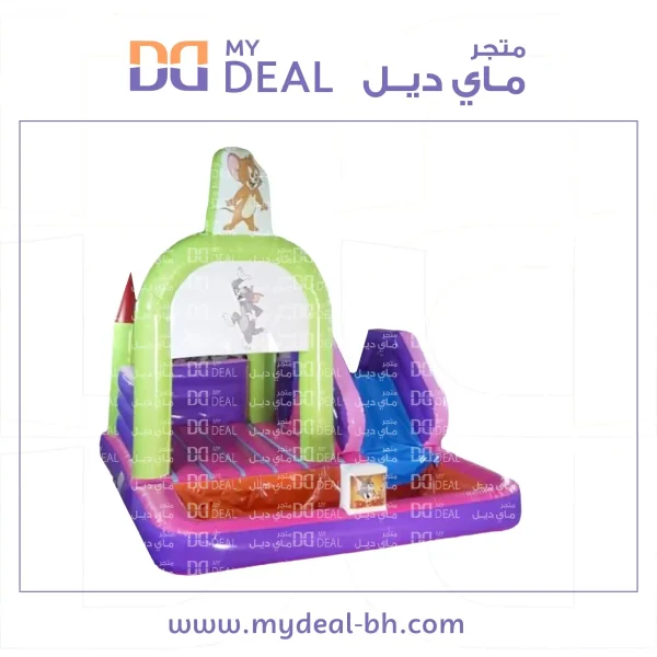 ⁦نطيطة توم اند جيري مع زحليقة وسلم وحوض مائي كبير وشبك كرة سلة طول ٥ متر العرض ٥ متر⁩ - الصورة ⁦2⁩
