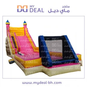 زحليقة هوائية مع سلم و ملعب صابوني ارضية نفخ مع بوابة ودرج الطول ١٥ متر العرض ٤ متر الارتفاع ٧ متر