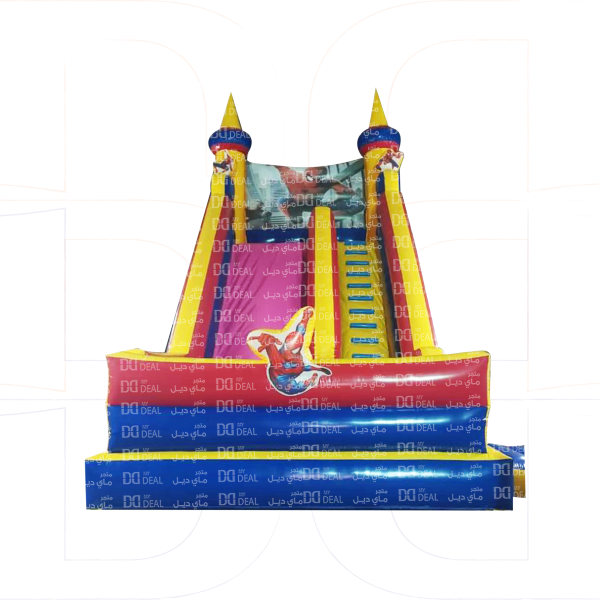 ⁦زحليقة هوائية ونطيطة شخصية سبايدر مان وبوابة وجدار ودرج 7*4.50* 7 متر⁩ - الصورة ⁦2⁩