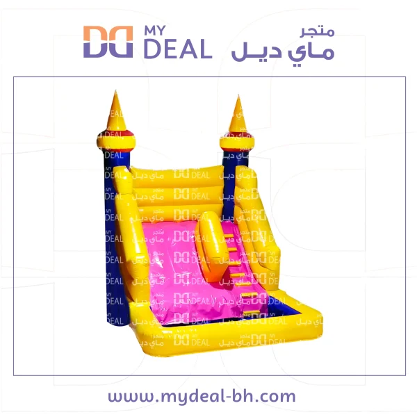 ⁦زحليقة مسبح مائية مع سلم أصفر وردي طول 4.50 متر في 3.60 متر في 3.50 متر⁩ - الصورة ⁦5⁩