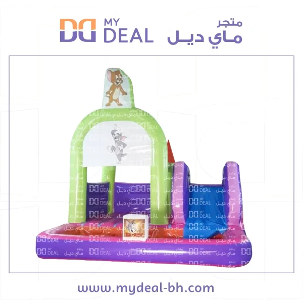 نطيطة توم اند جيري مع زحليقة وسلم وحوض مائي كبير وشبك كرة سلة طول ٥ متر العرض ٥ متر